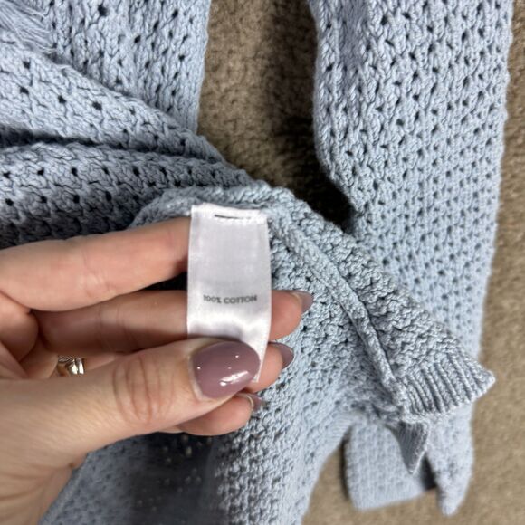 J Jill Sweater Womens Small Blue‎ Knit Lace Up Pullover Lightweight 100% Cotton - Picture 8 of 10